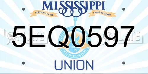 5EQ0597 Mississippi License Plate