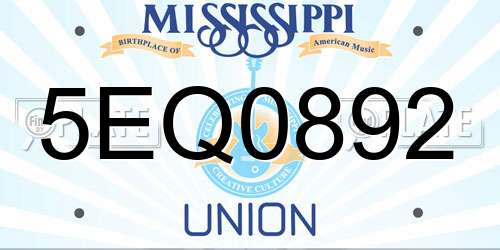 5EQ0892 Mississippi License Plate