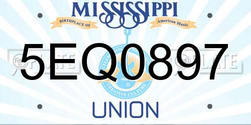 5EQ0897 Mississippi License Plate