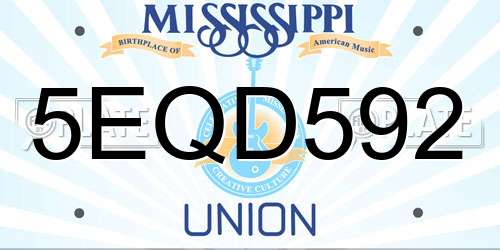 5EQD592 Mississippi License Plate