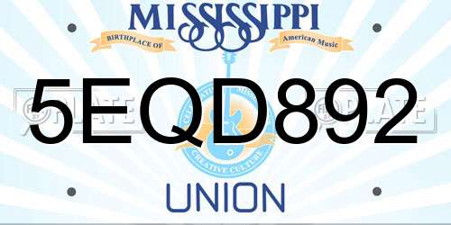 5EQD892 Mississippi License Plate
