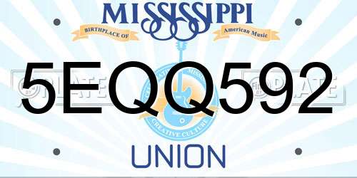 5EQQ592 Mississippi License Plate