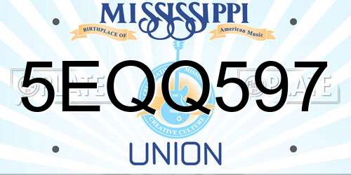 5EQQ597 Mississippi License Plate