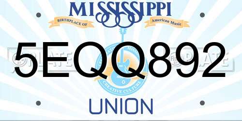 5EQQ892 Mississippi License Plate