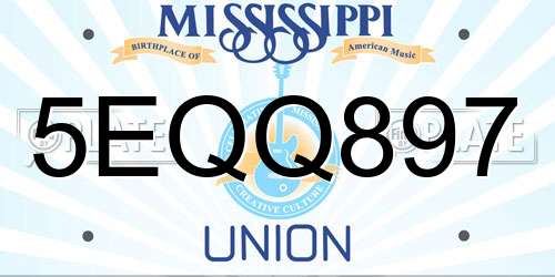 5EQQ897 Mississippi License Plate