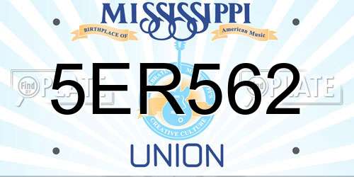 5ER562 Mississippi License Plate
