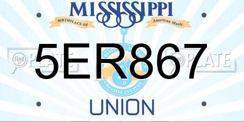 5ER867 Mississippi License Plate