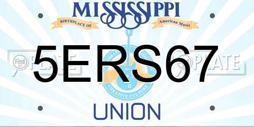 5ERS67 Mississippi License Plate