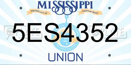 5ES4352 Mississippi License Plate