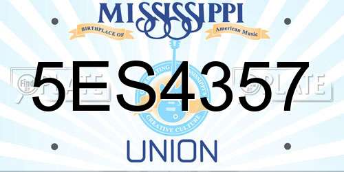 5ES4357 Mississippi License Plate