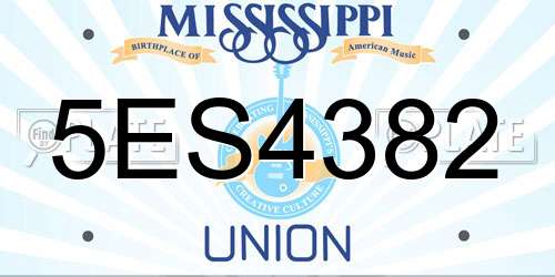 5ES4382 Mississippi License Plate