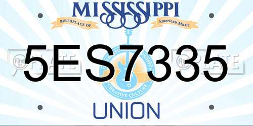 5ES7335 Mississippi License Plate