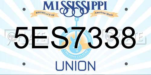 5ES7338 Mississippi License Plate
