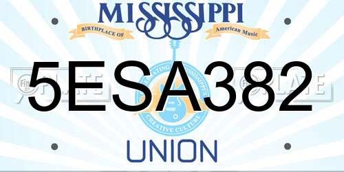 5ESA382 Mississippi License Plate