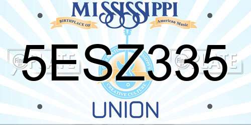 5ESZ335 Mississippi License Plate