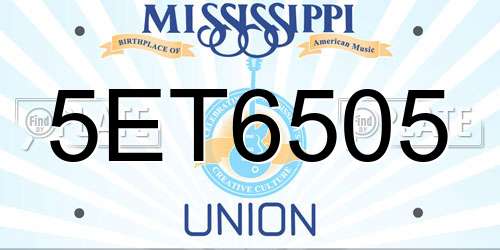 5ET6505 Mississippi License Plate