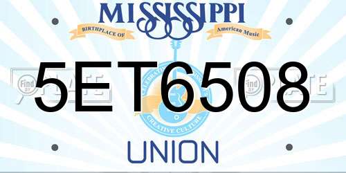 5ET6508 Mississippi License Plate