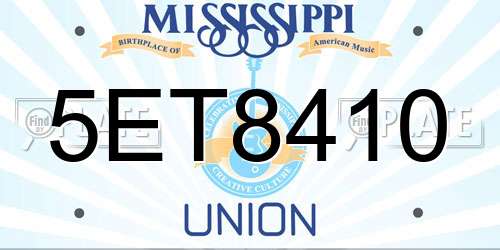 5ET8410 Mississippi License Plate