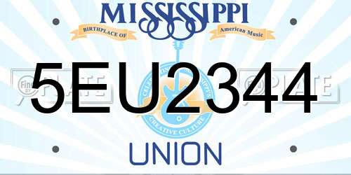 5EU2344 Mississippi License Plate