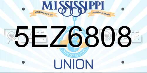 5EZ6808 Mississippi License Plate