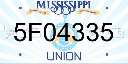 5F04335 Mississippi License Plate