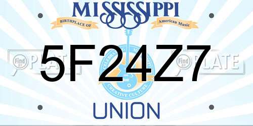 5F24Z7 Mississippi License Plate