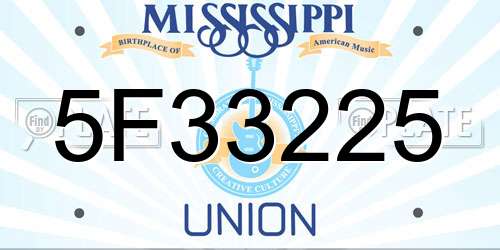 5F33225 Mississippi License Plate
