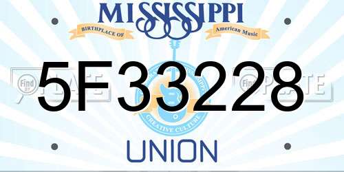 5F33228 Mississippi License Plate