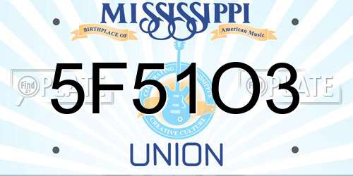 5F51O3 Mississippi License Plate