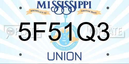 5F51Q3 Mississippi License Plate