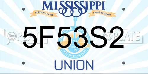 5F53S2 Mississippi License Plate