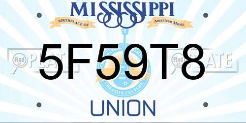 5F59T8 Mississippi License Plate