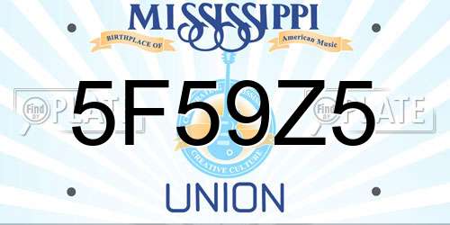5F59Z5 Mississippi License Plate