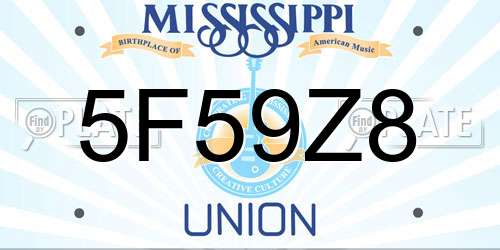 5F59Z8 Mississippi License Plate