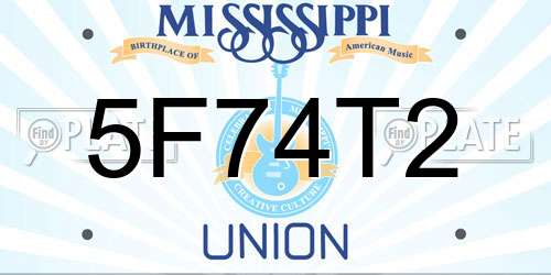 5F74T2 Mississippi License Plate