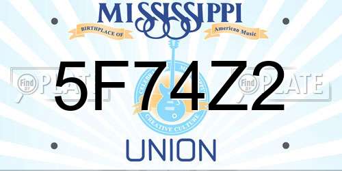 5F74Z2 Mississippi License Plate