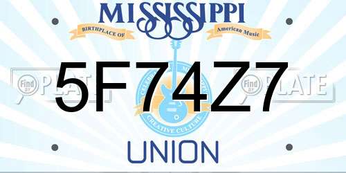 5F74Z7 Mississippi License Plate