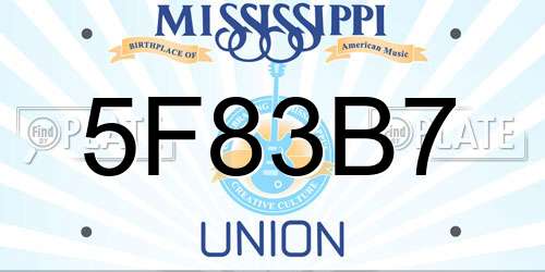 5F83B7 Mississippi License Plate