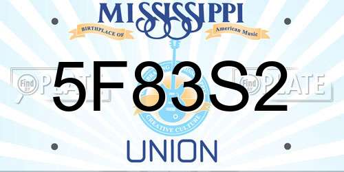 5F83S2 Mississippi License Plate