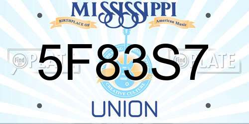 5F83S7 Mississippi License Plate