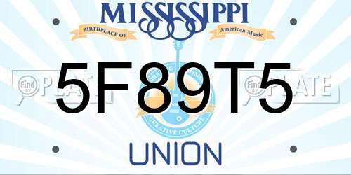 5F89T5 Mississippi License Plate