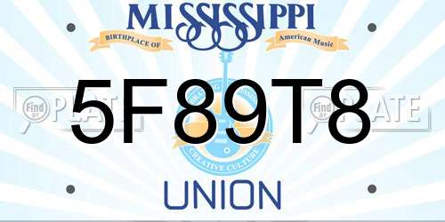 5F89T8 Mississippi License Plate