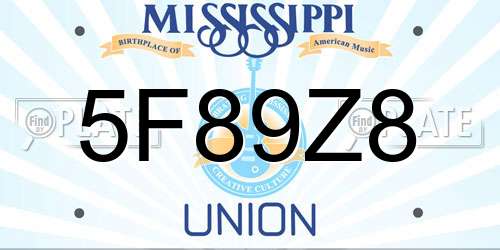 5F89Z8 Mississippi License Plate