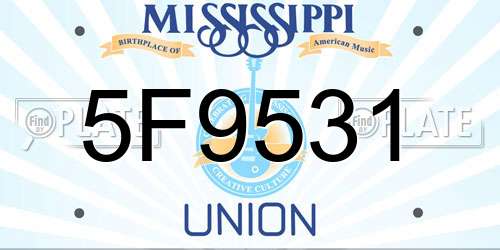 5F9531 Mississippi License Plate