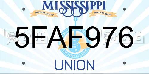 5FAF976 Mississippi License Plate