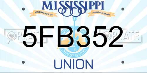 5FB352 Mississippi License Plate
