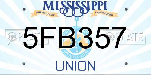 5FB357 Mississippi License Plate