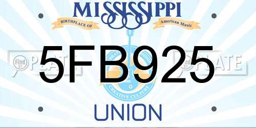 5FB925 Mississippi License Plate
