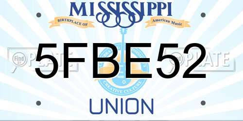 5FBE52 Mississippi License Plate