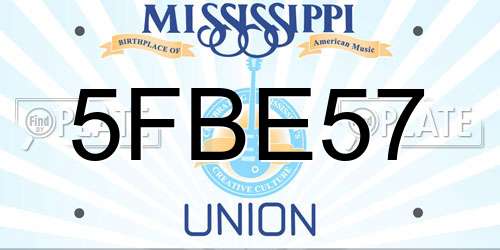 5FBE57 Mississippi License Plate
